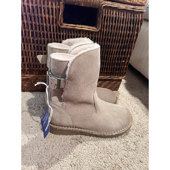 Birkenstock Uppsala Boot Shearling Suede Leather Beige Taupe Women’s 5.5/36 - Picture 2 of 13